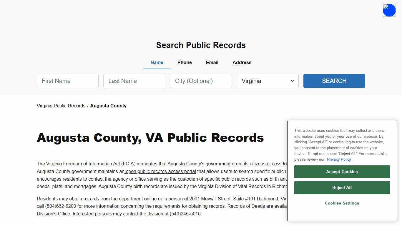 Augusta County, VA Public Court, Arrest and Inmate Records - ThePublicIndex